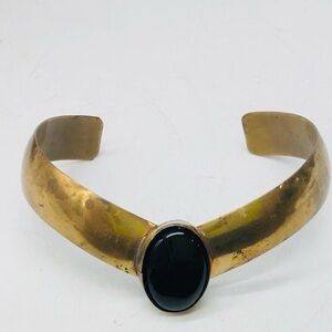 David F. Garcia Navajo Signed Black Onyx Bracelet Vintage Cuff Native American